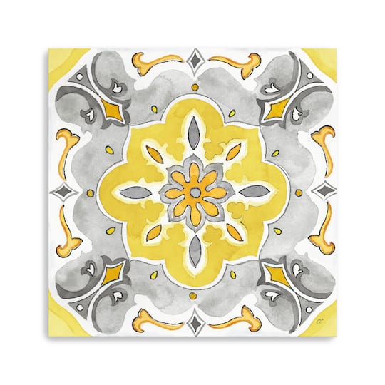 Jewel Medallion Yellow Gray III Canvas Giclee